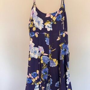 NWT Lulus Navy Floral Spaghetti Strap Midi Dress